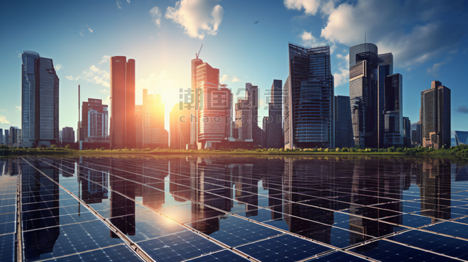 潮国创意光伏发电太阳能板城市地标新能源