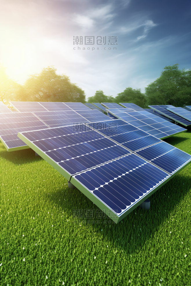 潮国创意光伏太阳能板图片新能源
