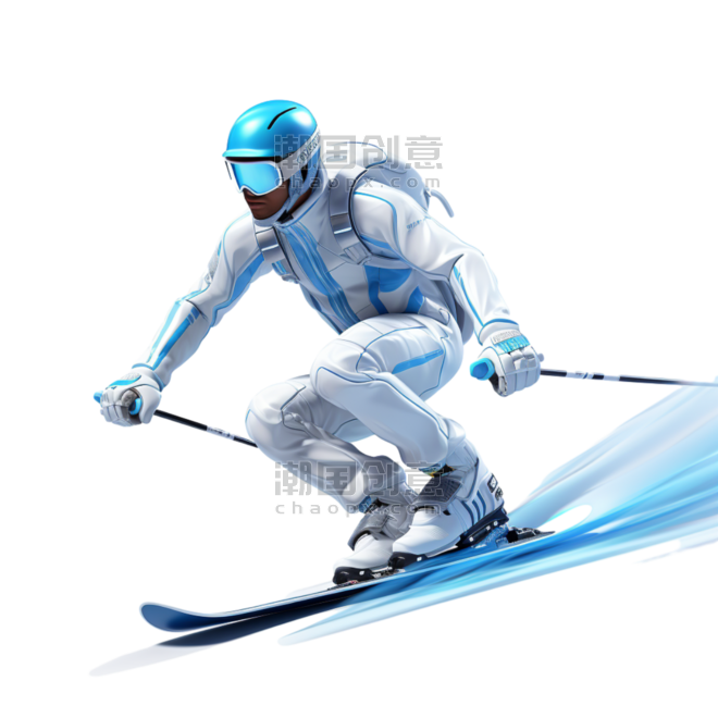 潮国创意滑雪雪上运动3D亚运会运动员锻炼比赛
