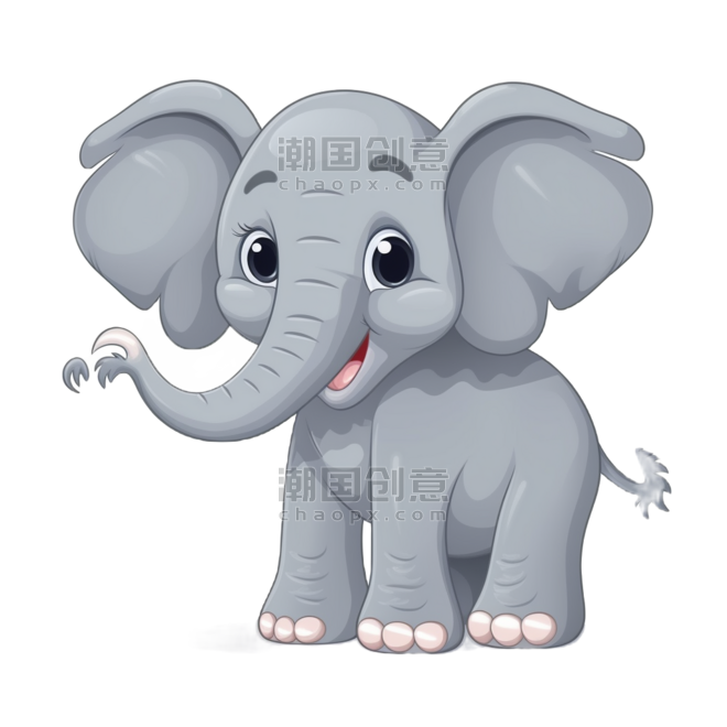 潮国创意卡通可爱小动物元素手绘大象