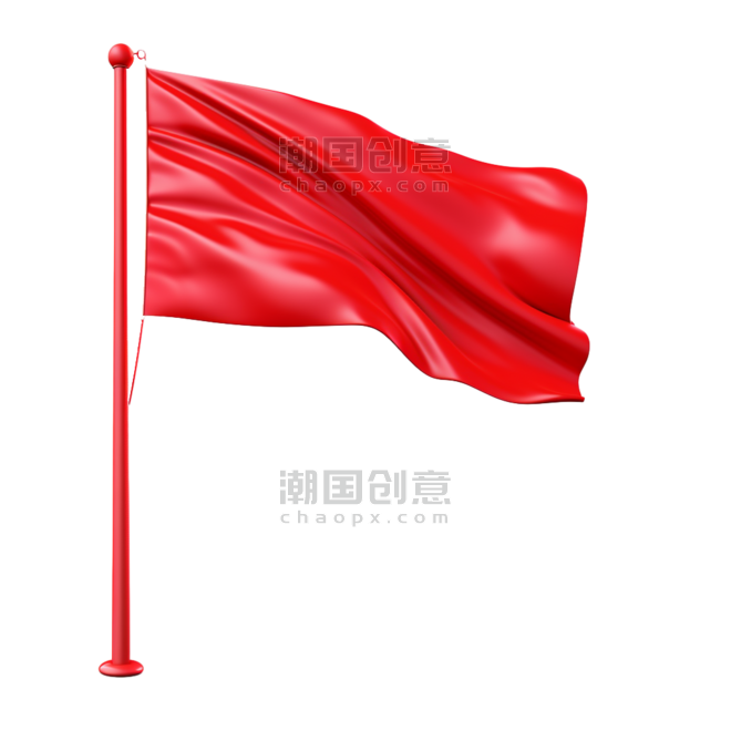 潮国创意红色旗帜免扣元素红旗