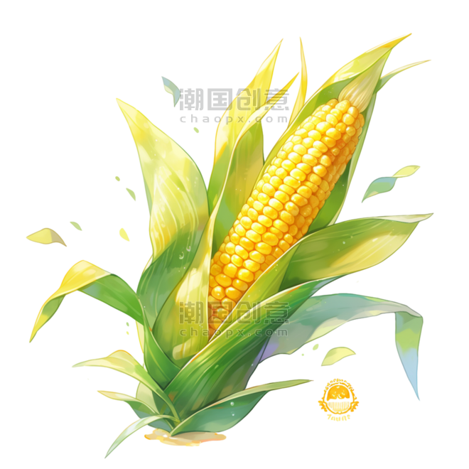 潮国创意秋天秋季丰收果实玉米金黄色的玉米元素