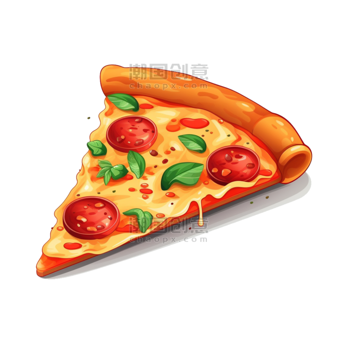 潮国创意披萨美食食物扁平风卡通免扣手绘