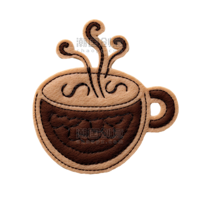潮国创意布艺咖啡元素立体免扣图案