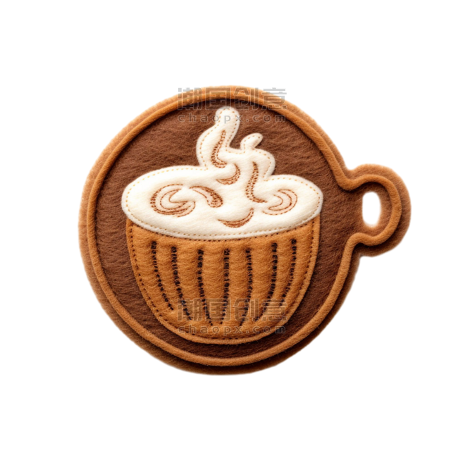 潮国创意矢量布艺咖啡元素立体免扣图案
