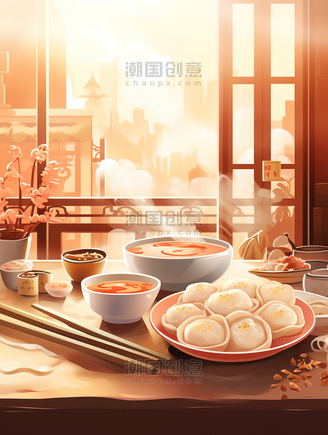 潮国创意饺子水饺点心中餐美食插图3饺子