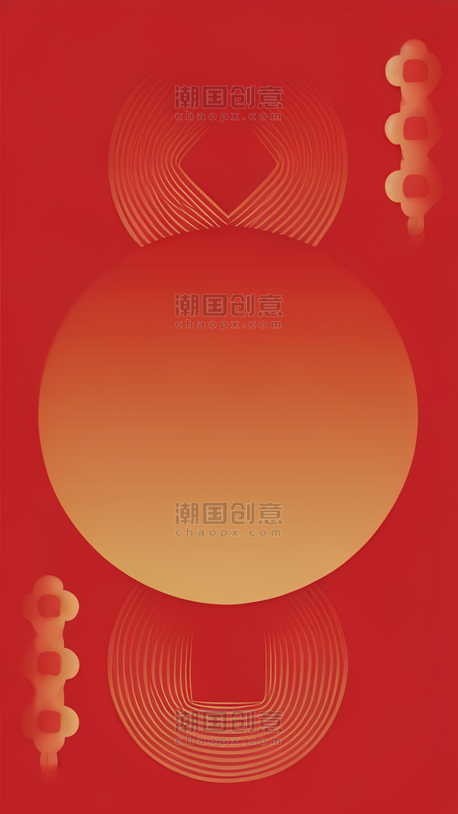 潮国创意中国风红色新年龙年通用底纹背景3春节元宵节
