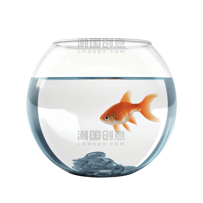 潮国创意3d圆形鱼缸元素立体免抠图案