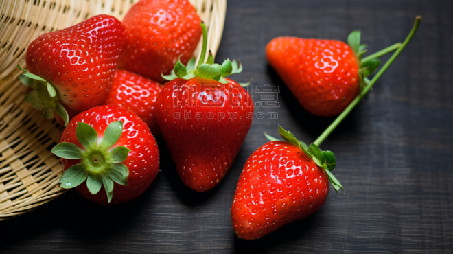 潮国创意新鲜可口的草莓特写水果生鲜