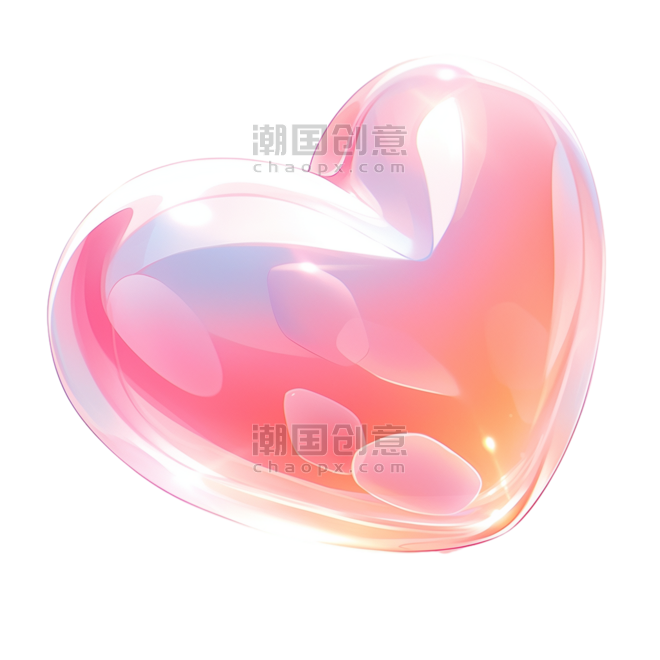 潮国创意七夕节3D立体玻璃爱心粉色爱心情人节