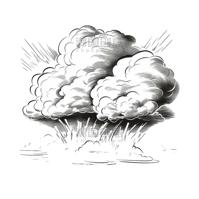 创意艺术手绘云朵元素立体免抠图案漫画风爆炸