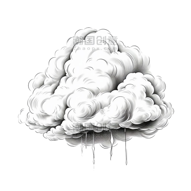 创意合成手绘云朵元素立体免抠图案