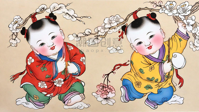 创意传统新年民俗年画杨枊青年画娃娃18插画春节福娃
