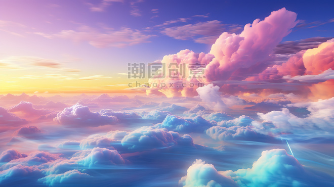 创意天空美丽云朵彩云7素材云海夕阳浪漫唯美