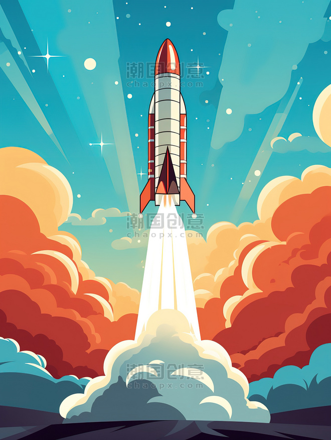 创意火箭发射的海报插图21美式漫画风航天科技