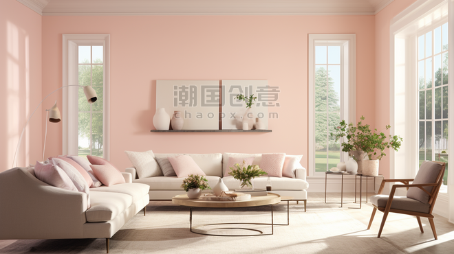 创意现代感客厅一角温馨粉色室内装修装潢家居内饰