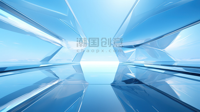 创意浅蓝色玻璃简约几何背景8科技商务抽象