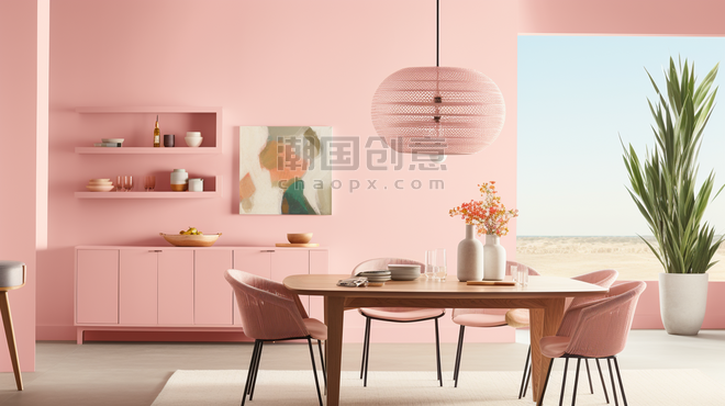 粉色创意现代感客厅一角温馨室内装修装潢家居内饰
