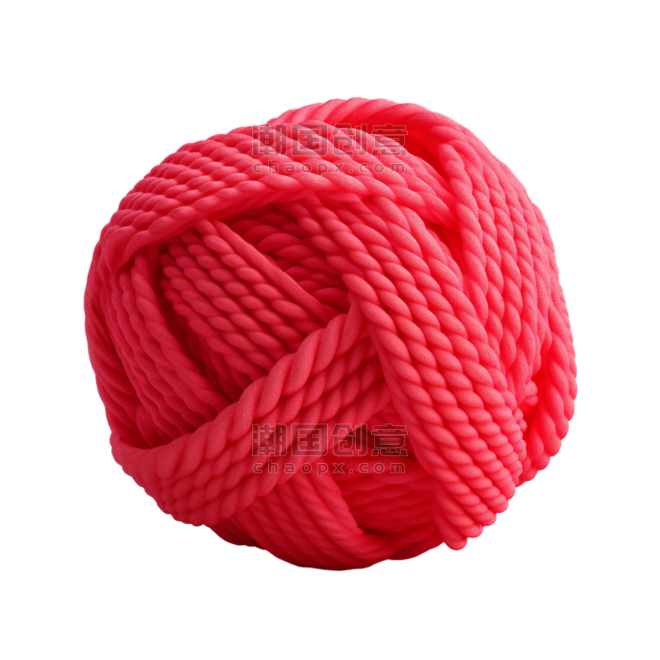 创意简洁红色毛球元素立体免抠图案针织毛线球