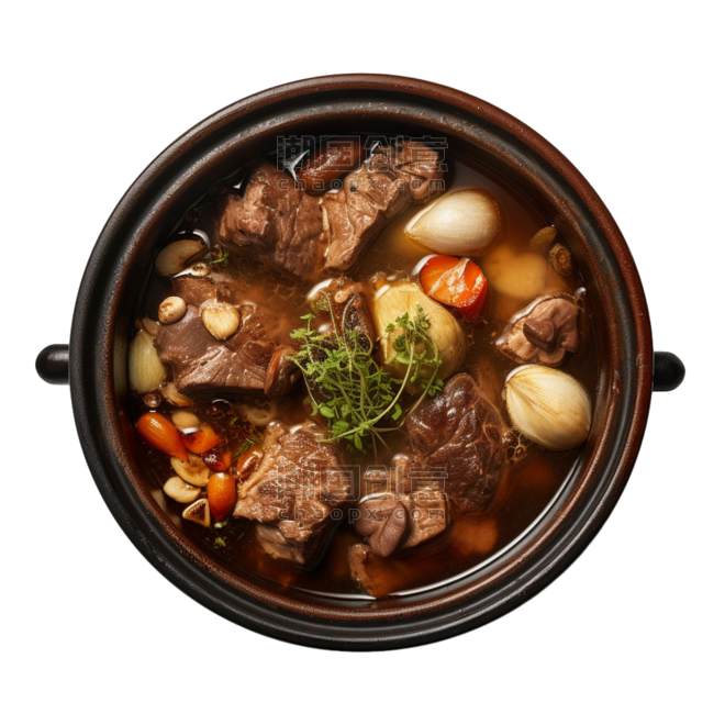 创意砂锅炖汤元素中式餐饮高汤美食摄影免抠