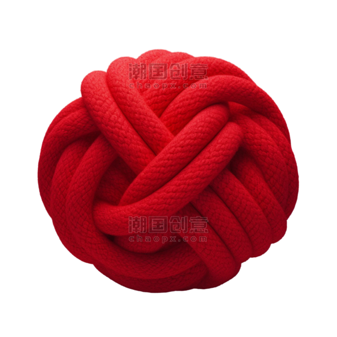 创意造型红色毛球元素立体免抠图案针织毛线球