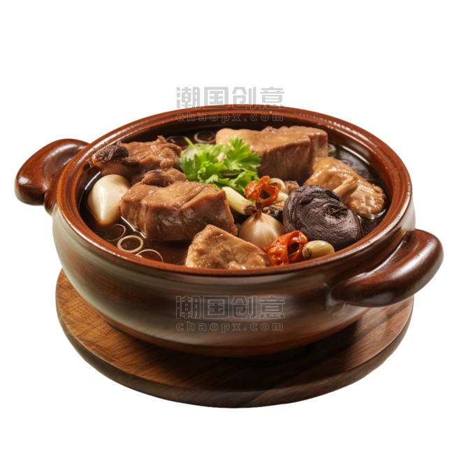 创意合成砂锅炖汤元素中式餐饮高汤美食摄影免抠