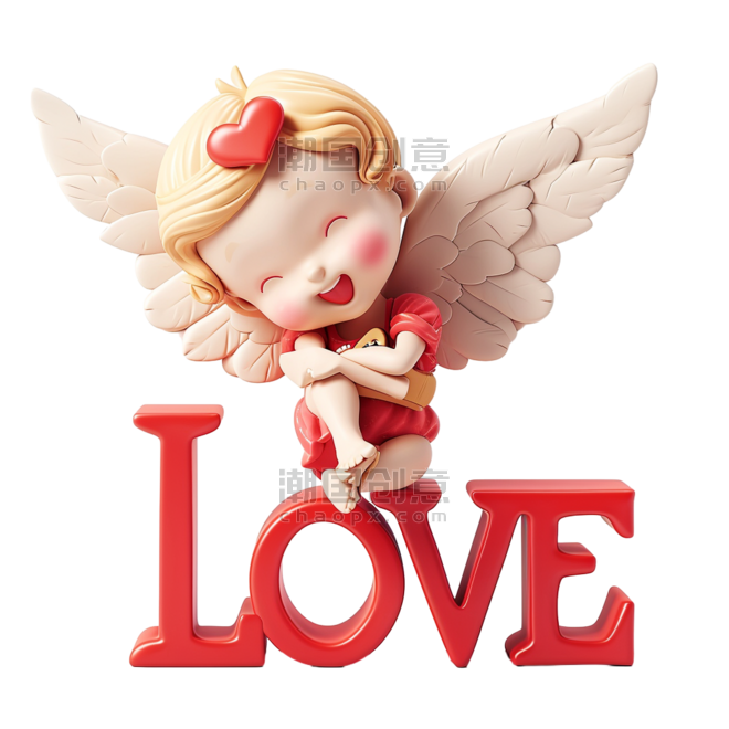创意3D卡通可爱的小天使情人节丘比特雕像