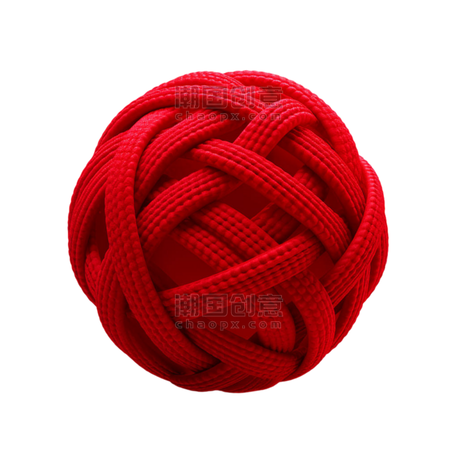 创意绘画红色毛球元素毛线球针织免抠图案