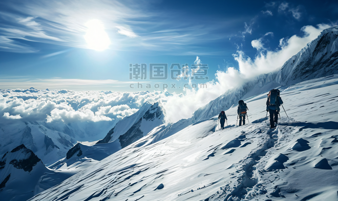 创意雪山人物攀爬登山企业文化励志摄影图4运动人物