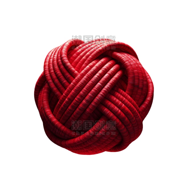 创意建模红色毛球元素立体免抠图案针织毛线球