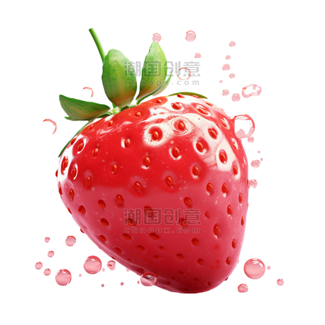 创意新鲜草莓元素立体免抠水果装饰元素