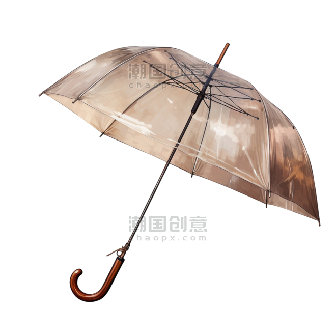 创意矢量高级褐色咖啡色雨伞雨伞雨天下雨