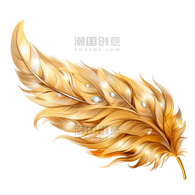 创意特色金色羽毛游戏装饰元素