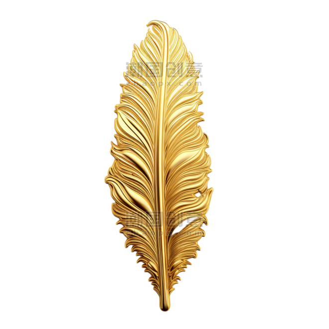 创意3d黄金羽毛优雅复古羽毛笔装饰元素