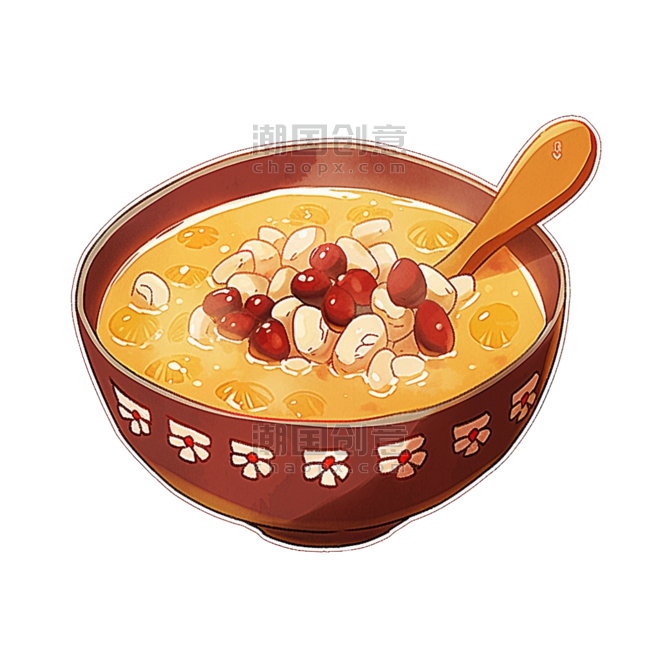 创意一碗免抠元素腊八粥卡通手绘中式美食餐饮甜粥