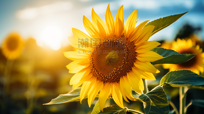 创意阳光植物美丽的向日葵特写摄影