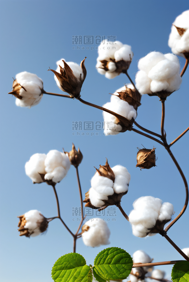 创意秋季成熟棉花农作物植物家纺原料