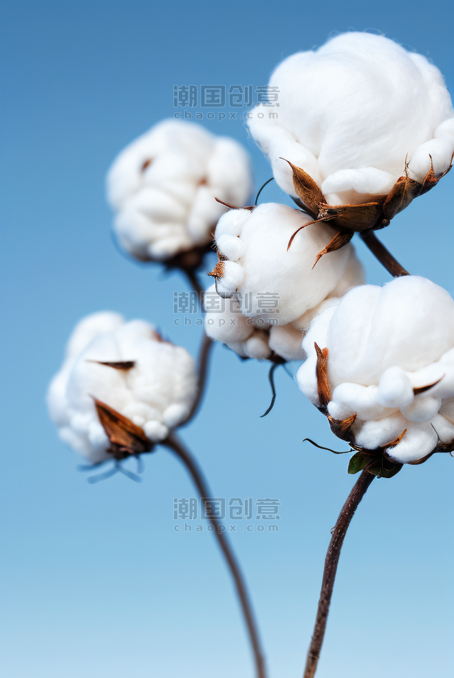 创意白色的成熟棉花农作物植物家纺原料