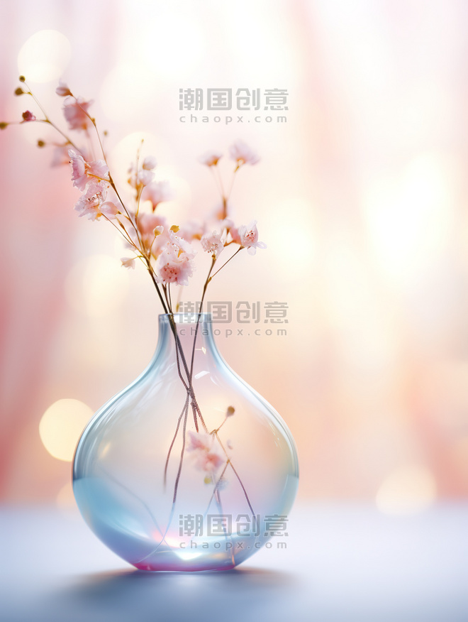 创意手工吹制玻璃花瓶浪漫唯美文艺插花素材