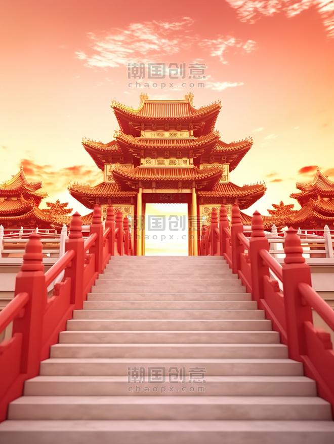 创意楼梯中国建筑中国风建筑亭台楼阁