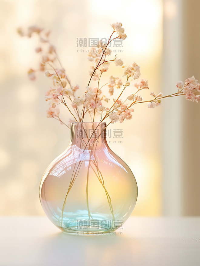 创意浪漫梦幻插花艺术玻璃花瓶背景