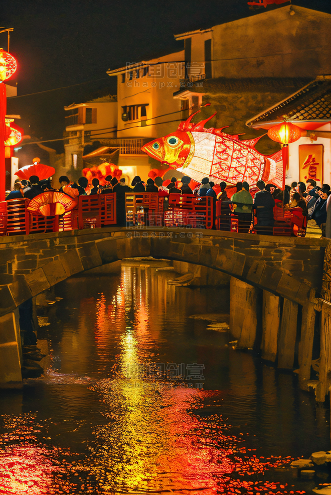 创意中国传统过年春节热闹灯会庙会元宵节庆祝摄影图6