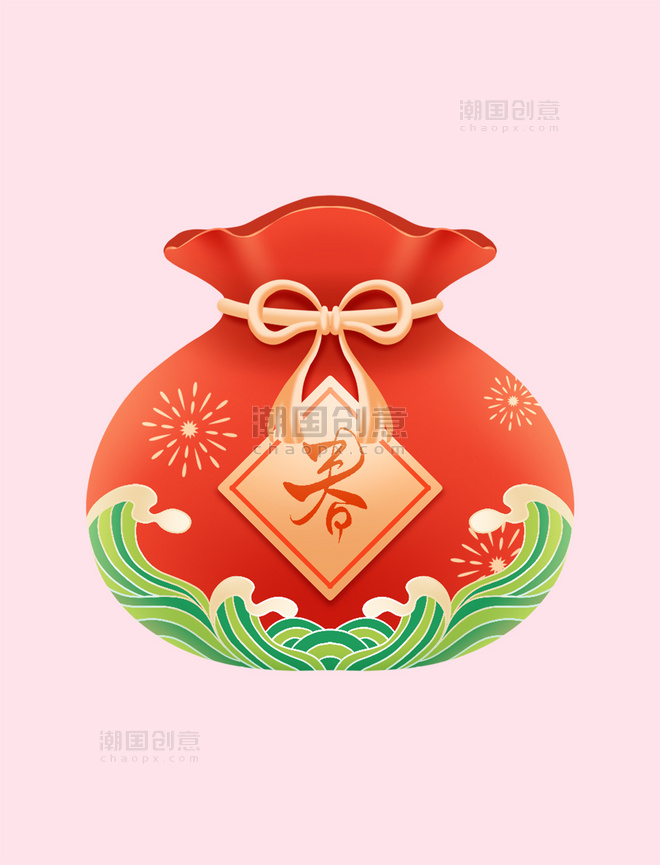 新春春节年货节福袋春节装饰元素