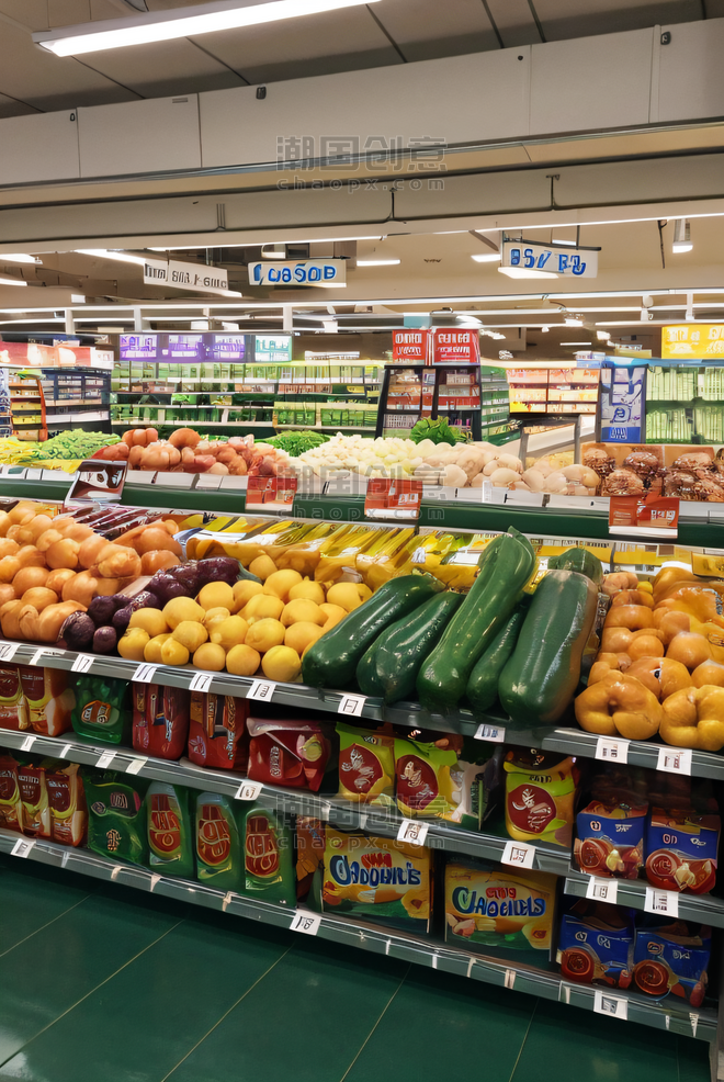 创意超市货架上的蔬菜水果陈列货架摄影图2