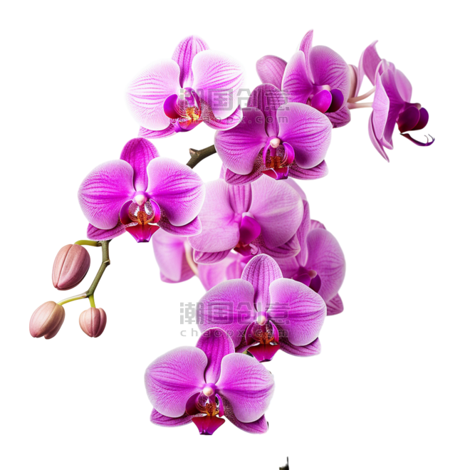创意矢量春天植物花卉紫色蝴蝶兰元素立体免扣图案