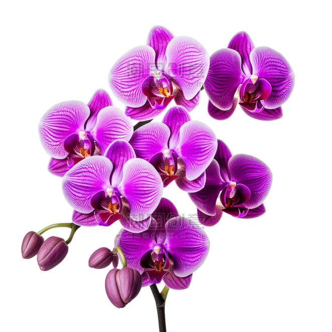 创意素材春天植物花卉紫色蝴蝶兰元素立体免扣图案