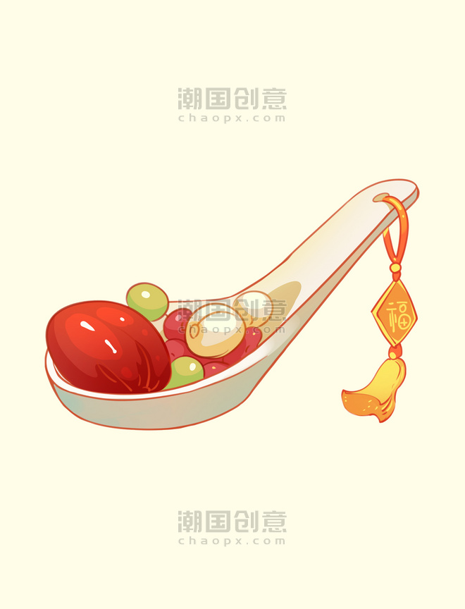 中国风腊八节习俗腊八粥勺子美食插画元素