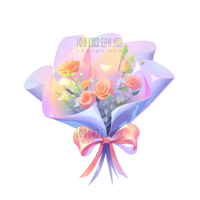创意情人节花束鲜花送花献花装饰素材