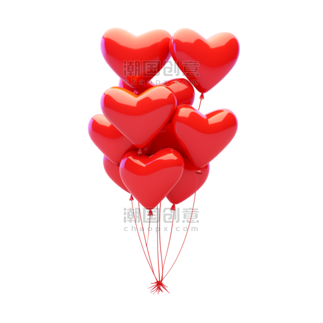 创意2月14日情人节红色气球立体装饰素材