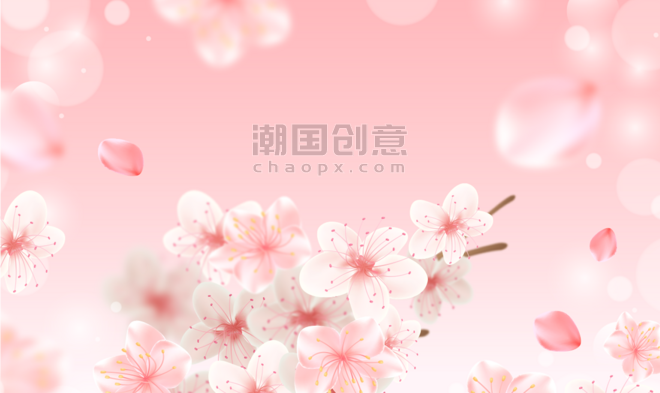 创意唯美桃花清新春季春天植物浪漫粉色樱花背景